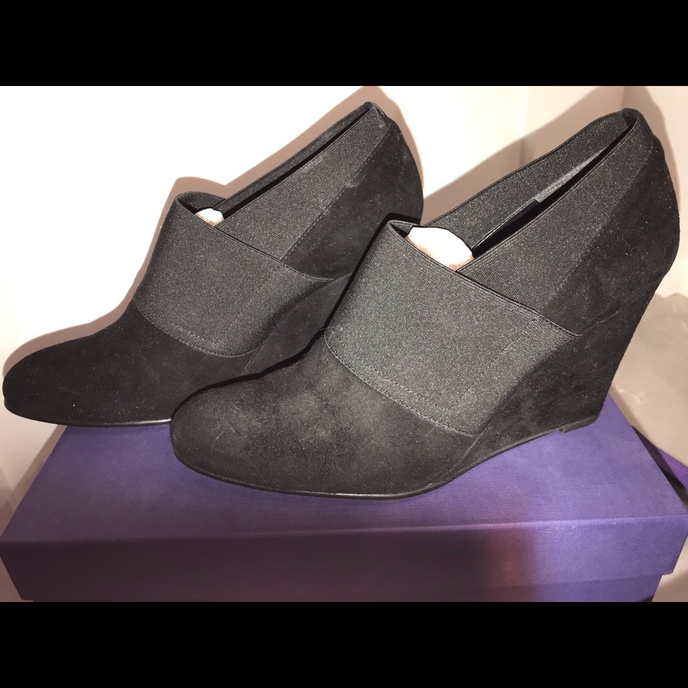 Black Suede wedge Stuart Weitzman bootie